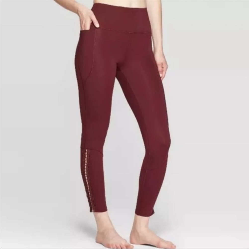 Joy Lab Lace up Side Burgundy Leggings. Size XS.